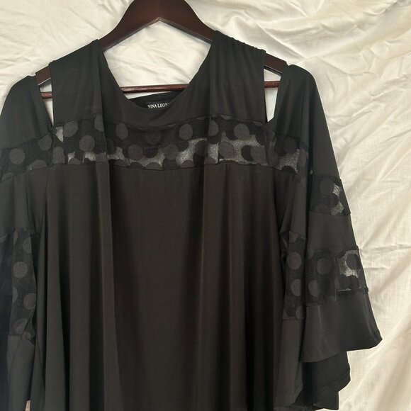 Nina LeonardJewel Neck Cold Shoulder Three-Quarter Sleeve Dress - Plus Size (3X) - Picture 5 of 10